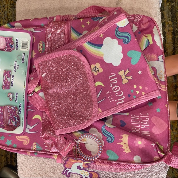 NWT 6 Piece Pink Unicorn Backpack & Accessories Set - Picture 5 of 5